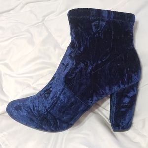 Crushed velvet dark blue boots Lane Bryant